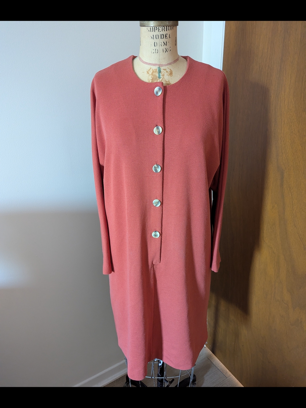 90s Maison Simons Burnt Orange Button-Front Longline Dress
